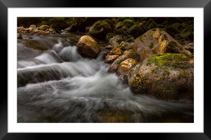 Rocks on the Twrch riverbank Framed Mounted Print by Leighton Collins