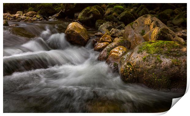 Rocks on the Twrch riverbank Print by Leighton Collins
