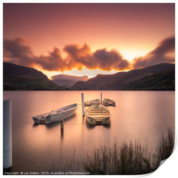 Sunrise Boats Print by Lee Sutton