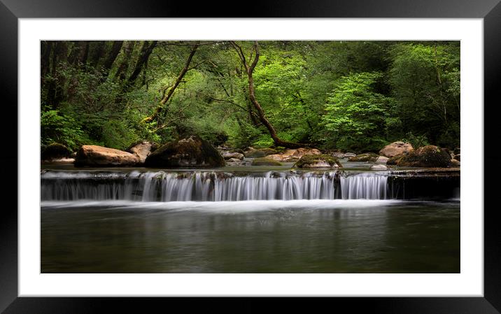 The weir across the Afon Twrch Framed Mounted Print by Leighton Collins