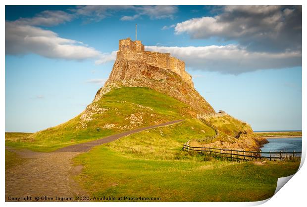 Majestic Lindisfarne Castle on Holy Island Print by Clive Ingram