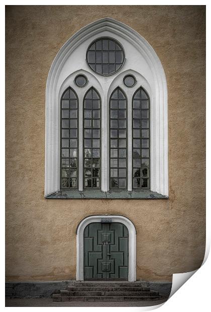 Broby Parish Church Door and Window Print by Antony McAulay
