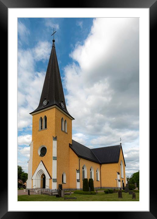 Broby Swedish Parish Church Framed Mounted Print by Antony McAulay