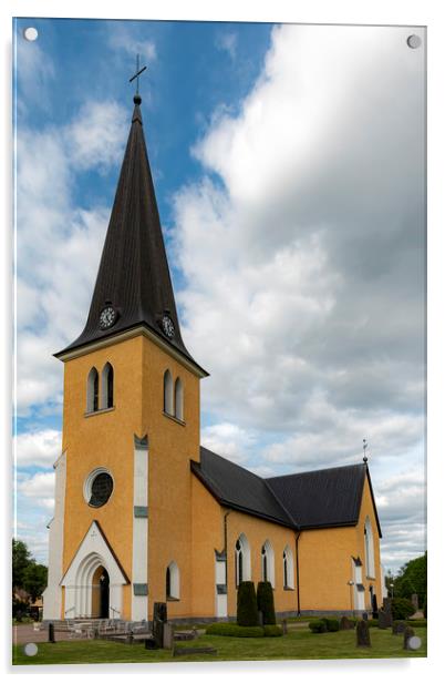 Broby Swedish Parish Church Acrylic by Antony McAulay