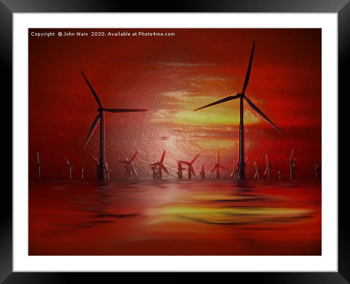 Windmills (Digital Art) Framed Mounted Print by John Wain