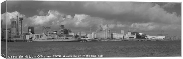 Black and White Liverpool Skyline Canvas Print by Liam Neon