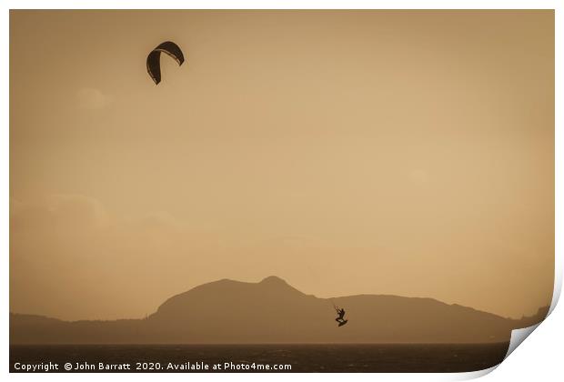 Kite Surfing Sunset Print by John Barratt