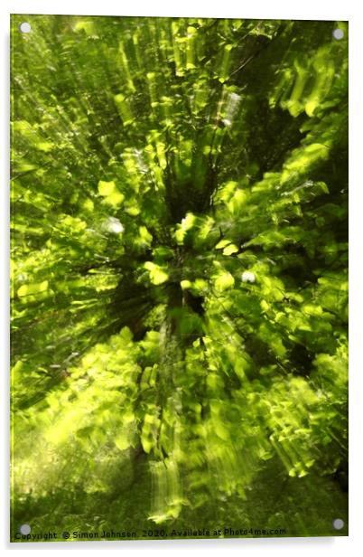 Summer leaf explosiion, creative image Acrylic by Simon Johnson