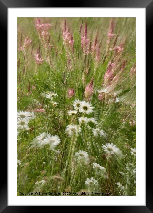 Meadow flowers and grass, Framed Mounted Print by Simon Johnson