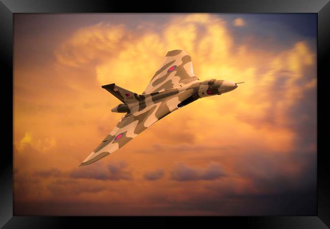 Avro Vulcan Bomber Sunset Framed Print by J Biggadike