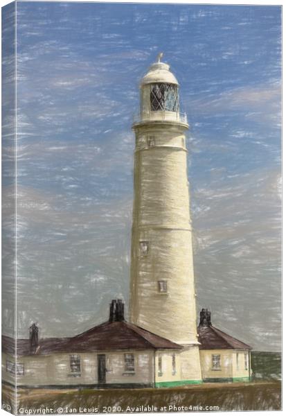 Nash Point Lighthouse Digital Art Canvas Print by Ian Lewis