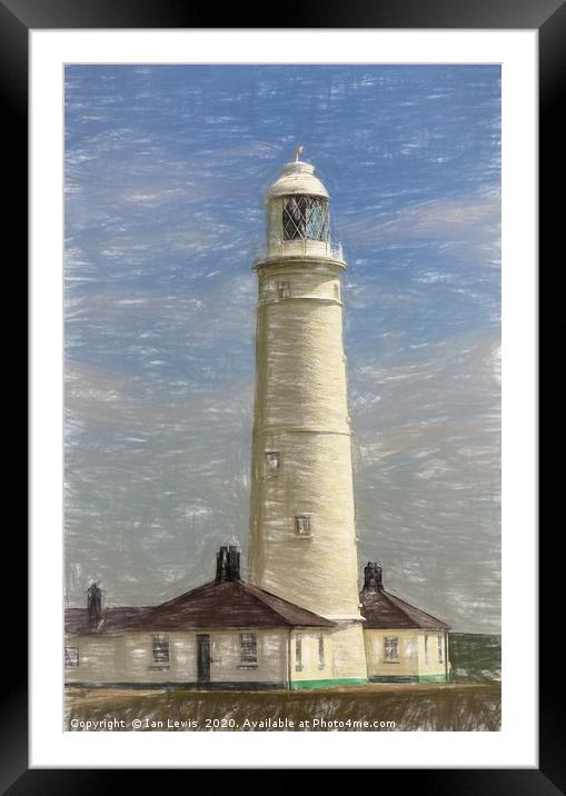 Nash Point Lighthouse Digital Art Framed Mounted Print by Ian Lewis