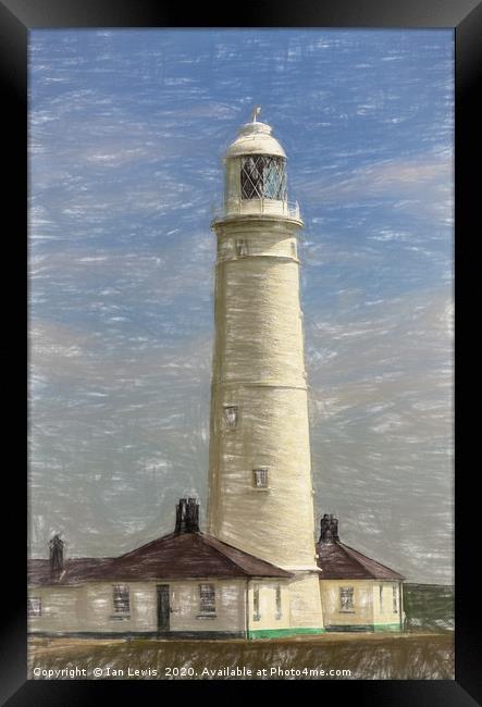 Nash Point Lighthouse Digital Art Framed Print by Ian Lewis