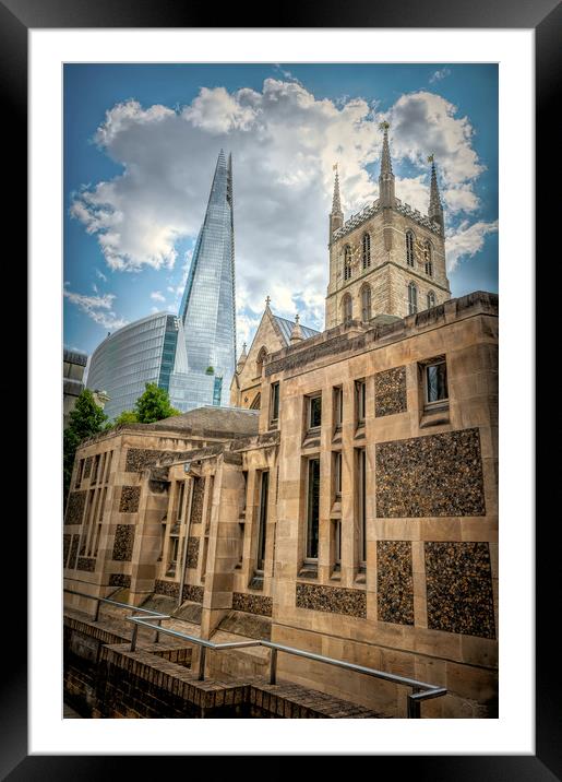 Southwark Cathedral and The Shard Framed Mounted Print by Richard Downs