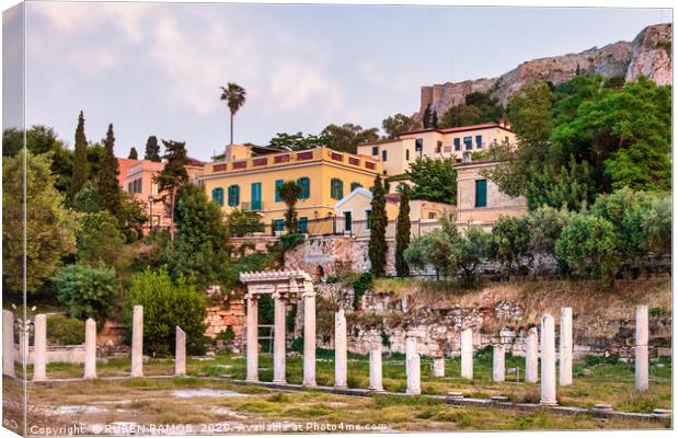 The Roman Agora at sunset in Athens, Greece Canvas Print by RUBEN RAMOS