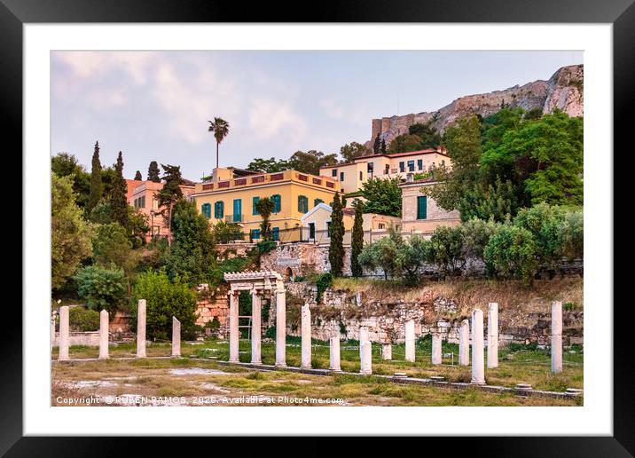 The Roman Agora at sunset in Athens, Greece Framed Mounted Print by RUBEN RAMOS