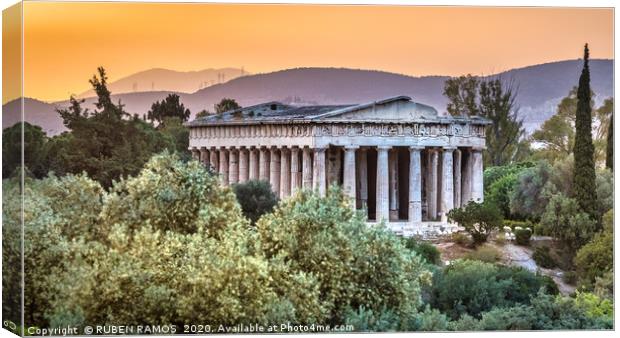 The Ancient Agora of Athens at sunset, Greece Canvas Print by RUBEN RAMOS