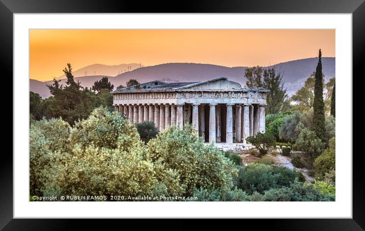 The Ancient Agora of Athens at sunset, Greece Framed Mounted Print by RUBEN RAMOS