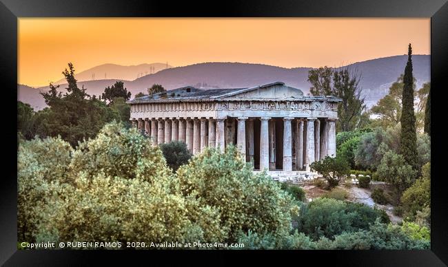 The Ancient Agora of Athens at sunset, Greece Framed Print by RUBEN RAMOS