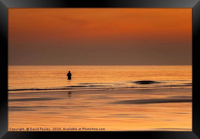 Fishing at Dawn on Sheringham Beach Framed Print by David Powley