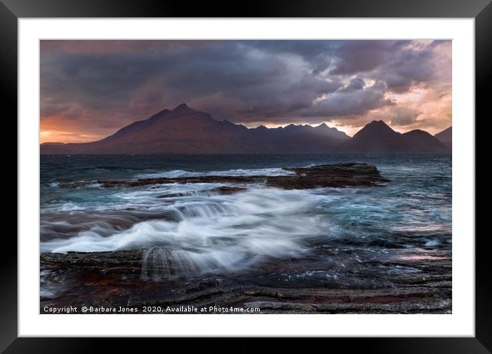 Elgol Summer Storm Black Cuillins Skye Scotland Framed Mounted Print by Barbara Jones