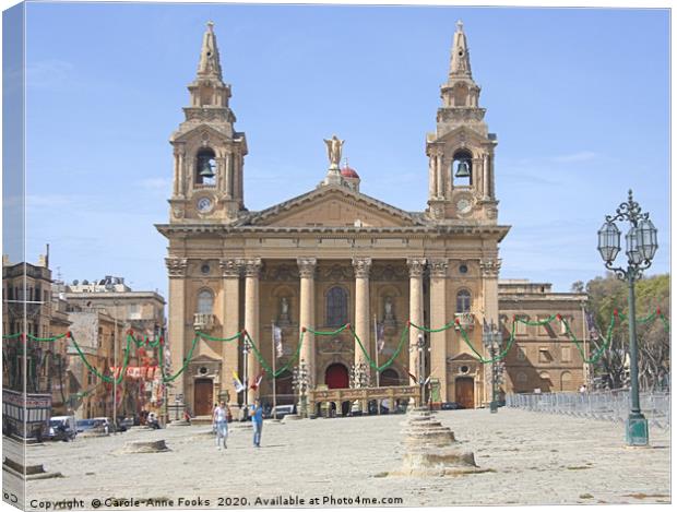 St Publius Church, Floriana, Malta Canvas Print by Carole-Anne Fooks