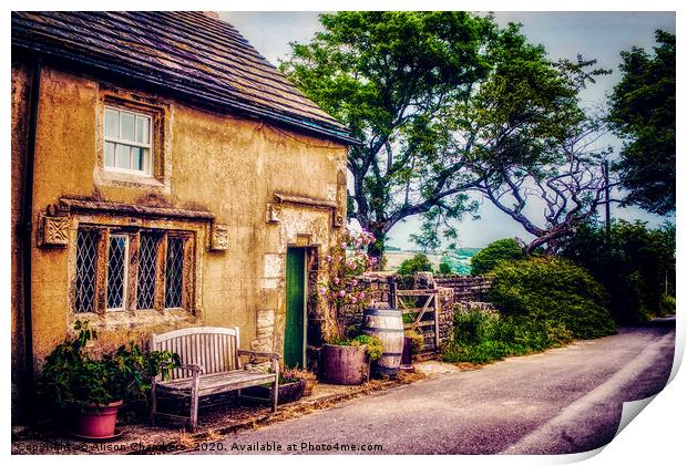 Lane to Midhope Cottage Print by Alison Chambers