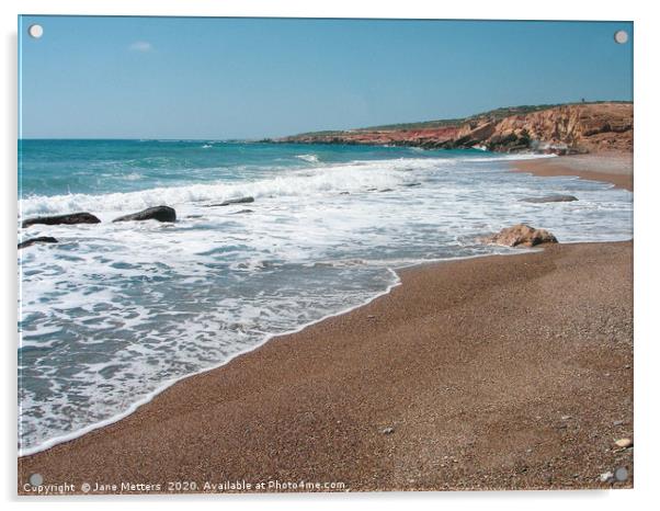 Cyprus Beach Acrylic by Jane Metters