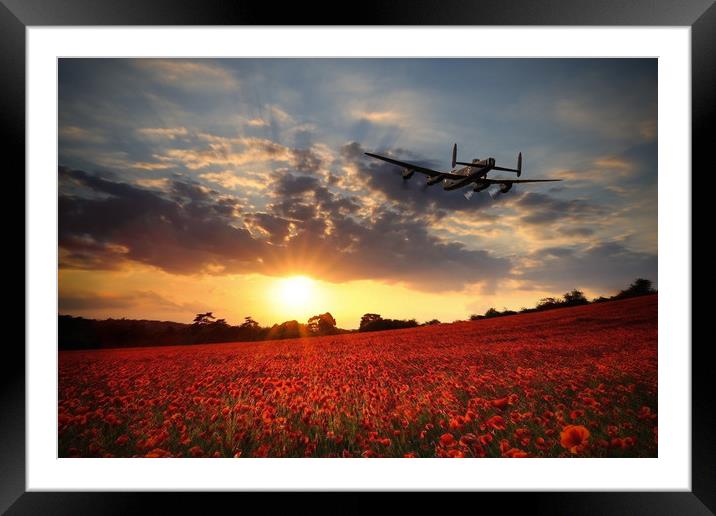 Lancaster Bomber Sunset Return Framed Mounted Print by J Biggadike