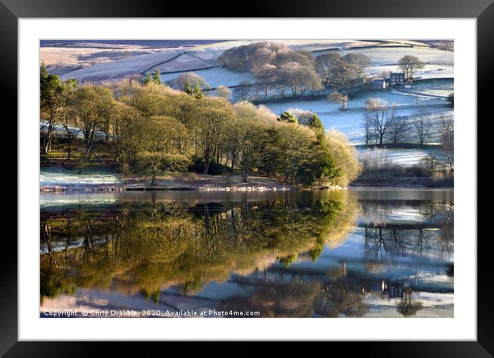 Winter reflections on Ladybower                    Framed Mounted Print by Chris Drabble