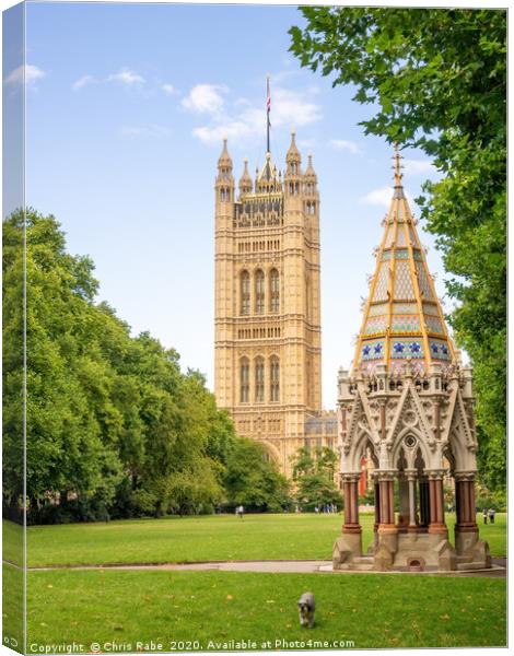 Houses of Parliament and Buxton memorial fountain Canvas Print by Chris Rabe