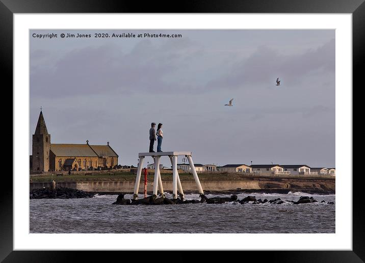 'The Couple' at Newbiggin by the Sea Framed Mounted Print by Jim Jones