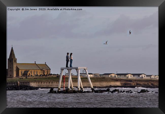 'The Couple' at Newbiggin by the Sea Framed Print by Jim Jones