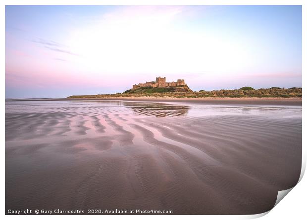 Low Tide at Bamburgh Print by Gary Clarricoates