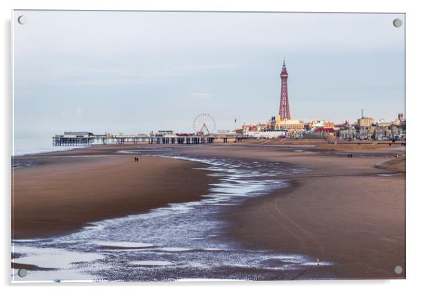 Blackpool on beach Acrylic by chris smith