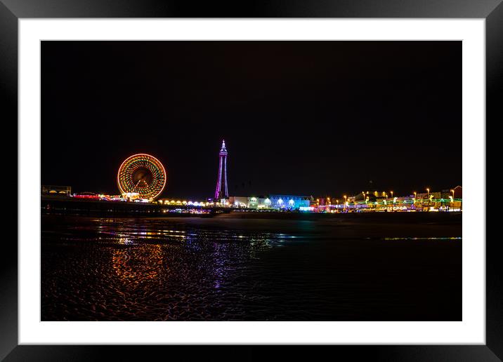 Blackpool at night  Framed Mounted Print by chris smith