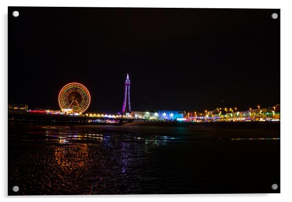Blackpool at night  Acrylic by chris smith