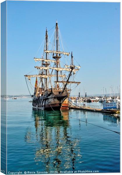 Pirate Ship El Galeon at Brixham Canvas Print by Rosie Spooner