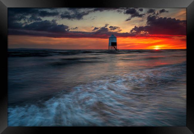 Somerset Lighthouse at sunset Framed Print by J.Tom L.Photography