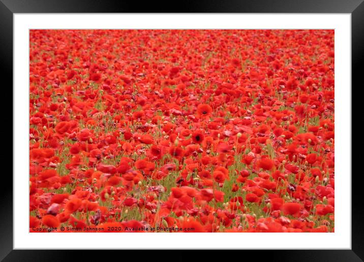 poppies no social distance Framed Mounted Print by Simon Johnson