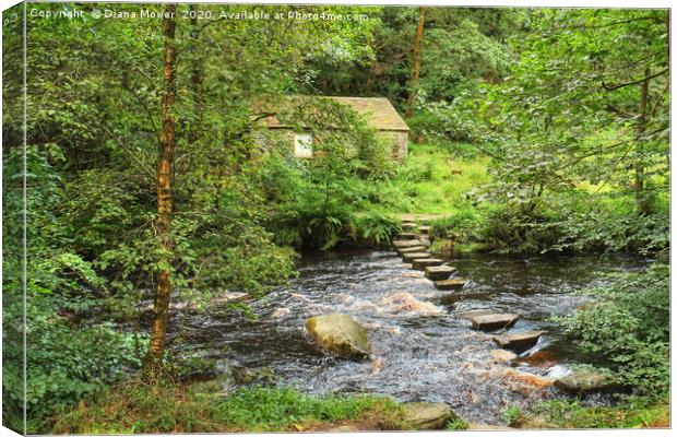Stepping Stones across Hebden Beck Canvas Print by Diana Mower