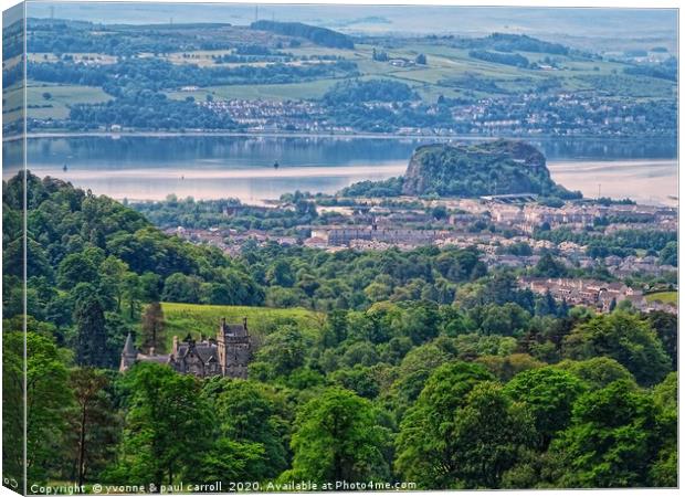 Dumbarton Rock from the Kilpatrick hills  Canvas Print by yvonne & paul carroll