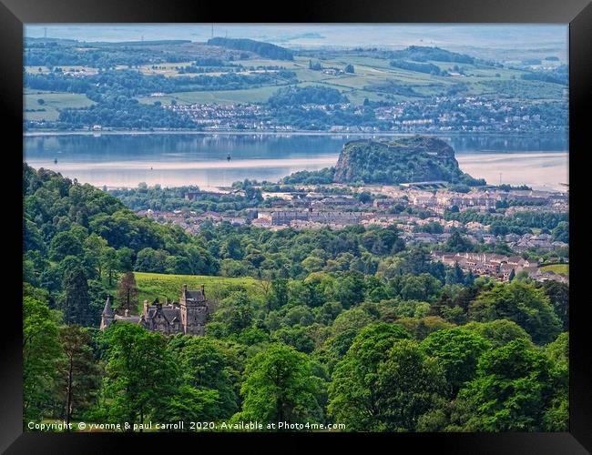 Dumbarton Rock from the Kilpatrick hills  Framed Print by yvonne & paul carroll