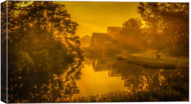 Painterly Riverside Sunrise Canvas Print by Gareth Burge Photography