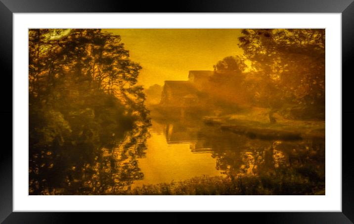 Painterly Riverside Sunrise Framed Mounted Print by Gareth Burge Photography