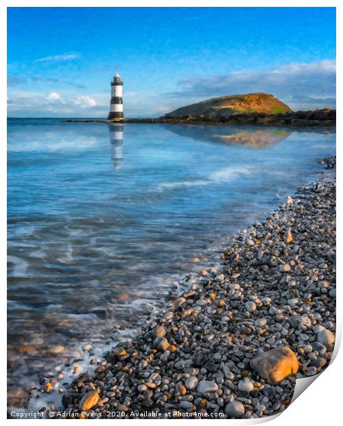 Penmon Point Lighthouse Anglesey Print by Adrian Evans