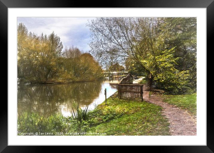 The Thames Path at Goring Art Framed Mounted Print by Ian Lewis