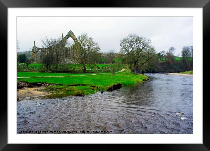 The River Wharfe and Bolton Priory Framed Mounted Print by Steven Watson