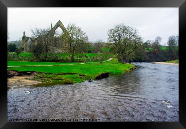 The River Wharfe and Bolton Priory Framed Print by Steven Watson