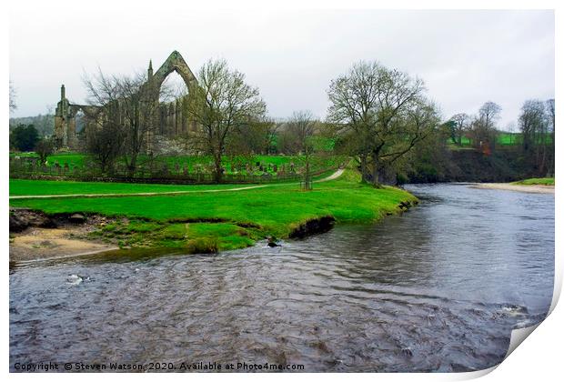 The River Wharfe and Bolton Priory Print by Steven Watson
